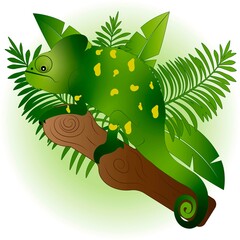 Hamilion with tropical monstera and palm leaves