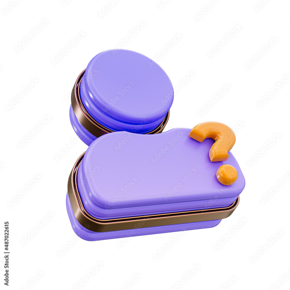 Poster user question mark cion 3d render concept on white background