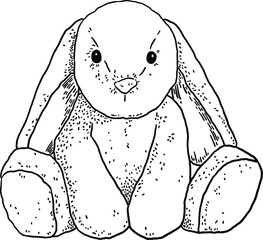 Bunny Rabbit Doll Animal Soft Toy Hand drawn line art Illustration