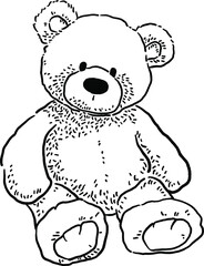 Teddy Bear Doll Animal Soft Toy Hand drawn line art Illustration
