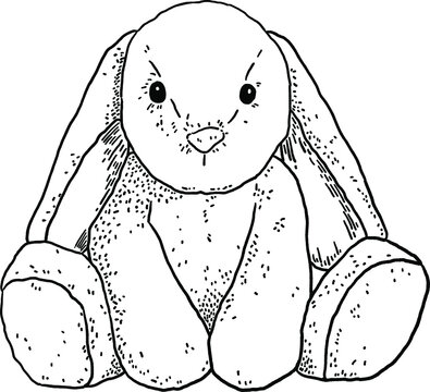 Bunny Rabbit Doll Animal Soft Toy Hand drawn line art Illustration Stock  Vector | Adobe Stock