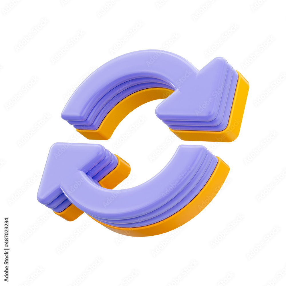 Poster rotate icon 3d render concept on white background