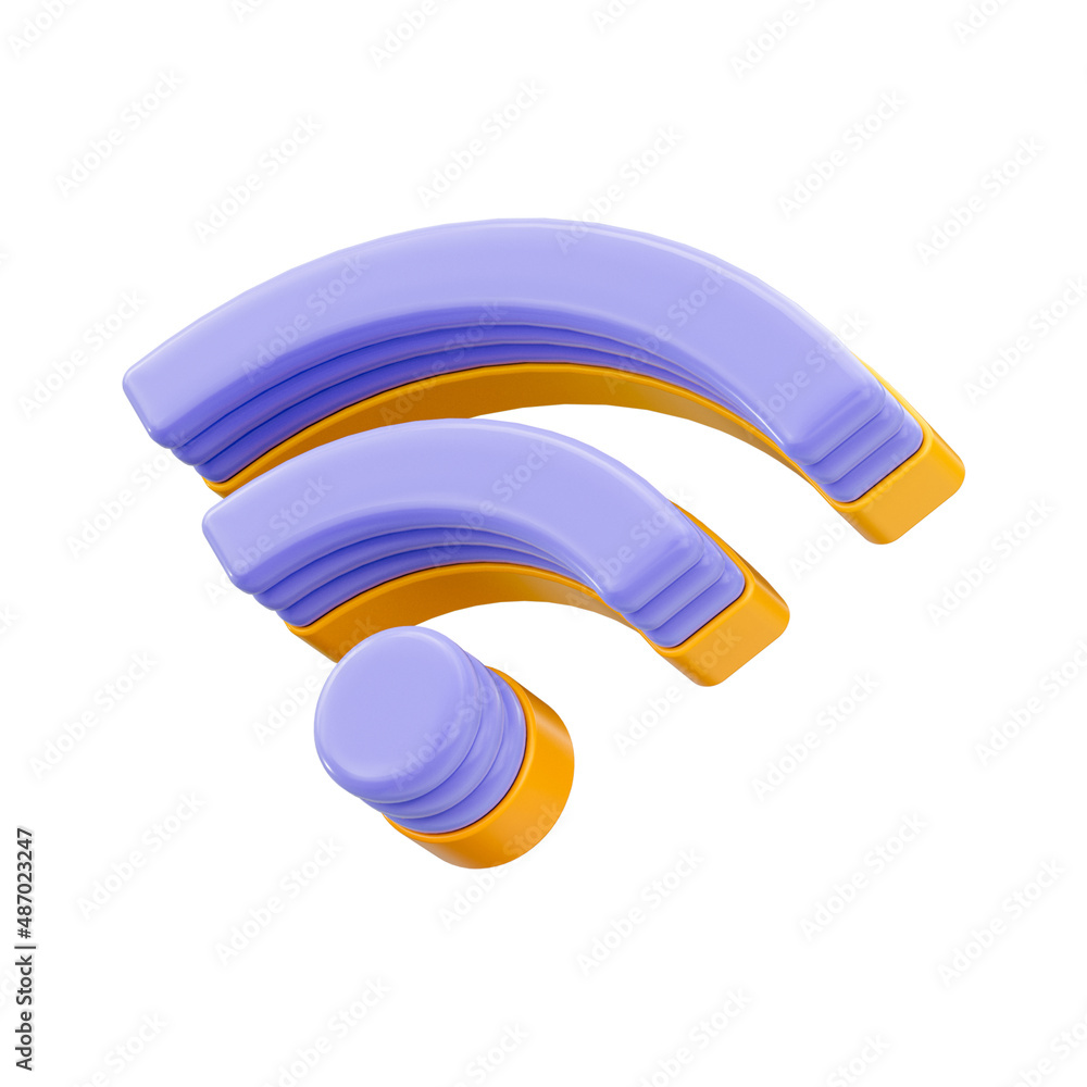 Poster networking signal bar icon 3d render concept on white background