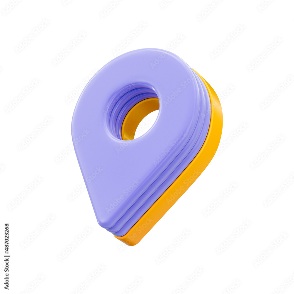 Poster location pinpointer marker icon 3d render concept on white background