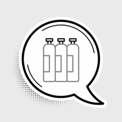 Line Industrial gas cylinder tank for all inert and mixed inert gases icon isolated on grey background. Colorful outline concept. Vector