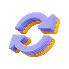 rotate icon 3d render concept on white background
