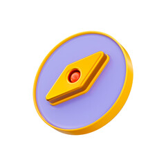 navigation compass icon 3d render concept on white background