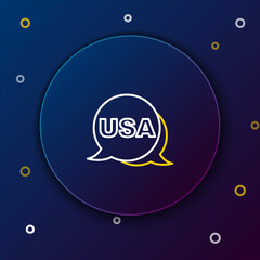 Line USA Independence day icon isolated on blue background. 4th of July. United States of America country. Colorful outline concept. Vector