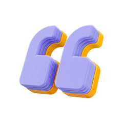 quotes mark icon 3d render concept on white background
