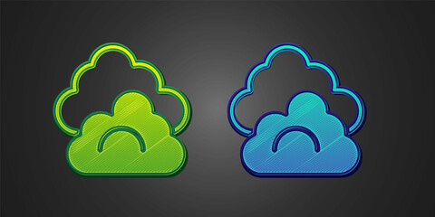 Green and blue Cloud icon isolated on black background. Vector