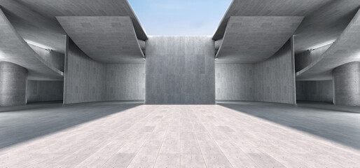 Advanced background High end scenario concrete wall 3D rendering booth Exhibition hall  technology