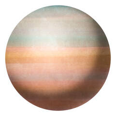 Planet watercolor in digital processing. Abstract planet isolated on white background. Decorative texture similar to the surface of the planet.