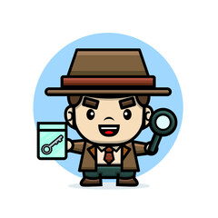 cute detective holding a clue and magnifying glass