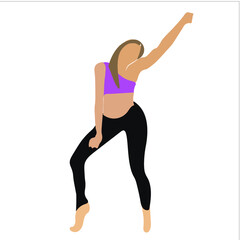 Obraz na płótnie Canvas flat illustration . girl dancing in black pants and purple top