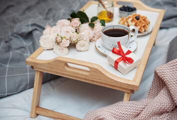 Romantic breakfast in bed