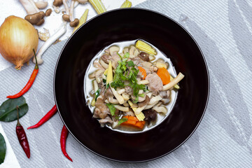 Stir Fried Mushrooms with Pork It is a Thai food that you can find often and it is also a food. Street food in Thailand