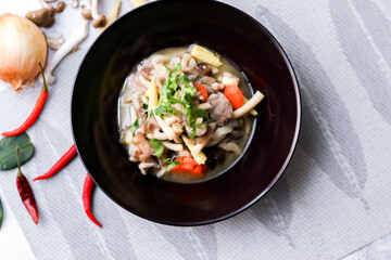 Stir Fried Mushrooms with Pork It is a Thai food that you can find often and it is also a food. Street food in Thailand