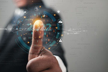 2022 business concept, businessman or engineer Show the trend of driving digital currency to develop online business.
