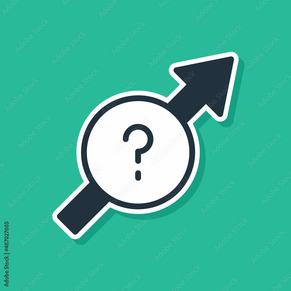 Poster blue arrow icon isolated on green background. direction arrowhead symbol. navigation pointer sign. v