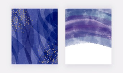 Watercolor wall art prints with blue splashes