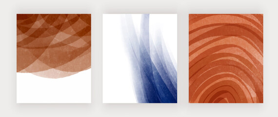 Watercolor wall art prints with blue and brown splashes
