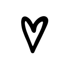 Doodle heart. Black line hand drawn sketch art icon. Cute cartoon kids design. Outline drawing logo minimal style.