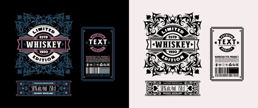 Template decorative label for whiskey