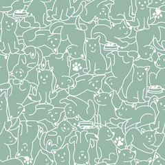 Fototapeta na wymiar Seamless pattern with cute dog illustrations,