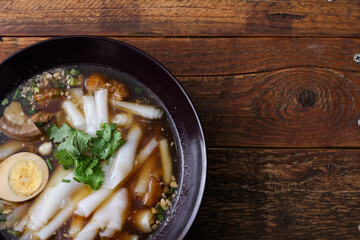 boiled Chinese pasta square, Rolled Rice Noodles or Noodle and Kuayjub Shop. what we call in thai  