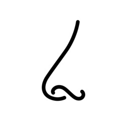Nose icon. Nose profile view. Human organ of smell icon. Vector illustration in line style on white background. Editable stroke.