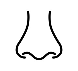 Nose icon. Nose front view. Human organ of smell icon. Vector illustration in line style on white background. Editable stroke.