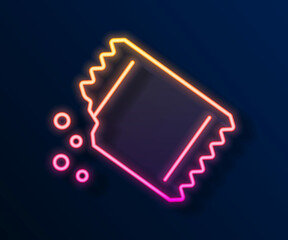 Glowing neon line Packet of pepper icon isolated on black background. Vector