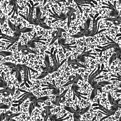 Fototapeta premium Seamless pattern of beautiful phoenix in Asia,