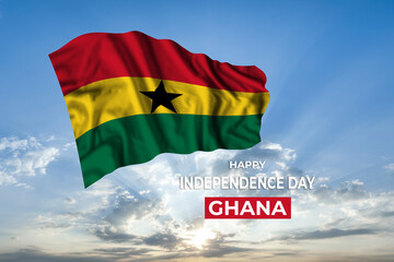 Ghana independence day card with flag