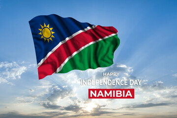 Namibia independence day card with flag