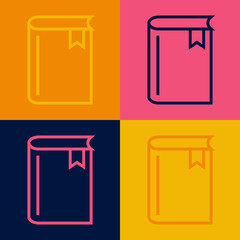 Pop art line Book icon isolated on color background. Vector