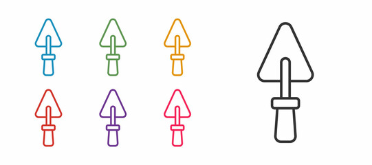 Set line Trowel icon isolated on white background. Set icons colorful. Vector