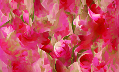vector floral natural hand drawn background. Abstract gentle spring roses. poster design in oil painting style.