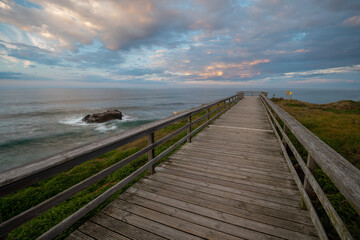 wooden observation deck on an ocean cliff