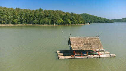 Area of Huai Krathing reservoir for Rafting and Eating at Loei Province, Thailand. Beautiful...