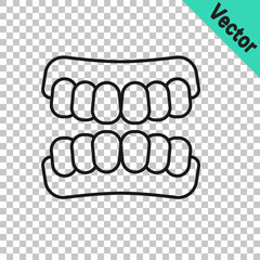 Black line Dentures model icon isolated on transparent background. Teeth of the upper jaw. Dental concept. Vector © Iryna