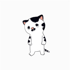 black and white cat is sad cartoon
