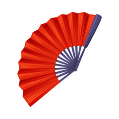 Red Open Fan as China Object and Traditional Cultural Chinese Symbol Vector Illustration