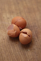 eggshells on a wooden table