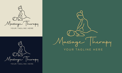 Set of Spa element Hand Drawn Logo with body and Leaves. Logo for spa and beauty salon, boutique, massage therapy, organic shop, relaxation, woman body, yoga, cosmetics store