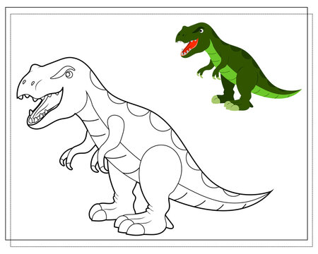 Coloring book for kids, dinosaur Tyrannosaurus. Vector