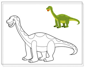 Coloring book for kids, dinosaur kid brontosaurus in an egg. Vector