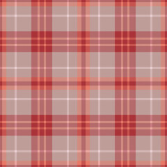Plaid seamless pattern in red. Check fabric texture. Vector textile print.