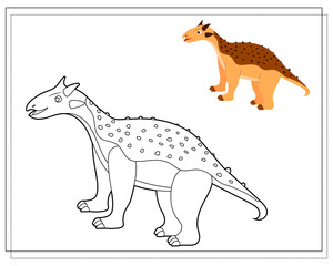 Coloring book for kids, cute cartoon dinosaur . Vector