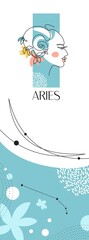 Zodiac background. Aries constellation. One line. Minimalistic graphics.